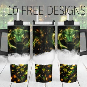 Envoltório para copo de 40 oz com design de sublimação de cobra Ano Novo 2025 PNG para modelo de copo Quencher de 40 oz, copo verde PNG, presentes do signo do zodíaco