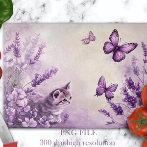 Schneidebrett Png mit Katze Sublimation Designs Glas Schneidebrett Vorlage mit Schmetterling Blumen Glas Schneidebrett Design Katzen Mutter Geschenke