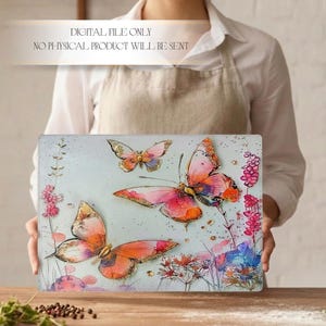 Glas Schneidebrett Designs Floral Sublimation Designs Glas Schneidebretter mit Schmetterling Wildblumen Küche Geschenke Muttertag Geschenk