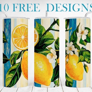 Sommer Tumble Wrap Png, Gelbe Zitrone Png, Fruit Tumbler Png-Dateien für Sublimationsdesigns Downloads, 20 Unzen Skinny Cup Vorlage, Nahtlos