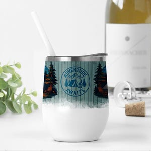 Wijnbeker wrap voor sublimatie ontwerpen, ontwerpen campingbeker, boswijnbeker sjabloon, landschap 12 oz wijnbeker, png PNGEgg