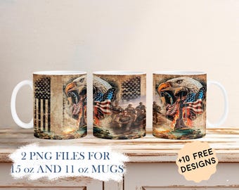 Envoltorio patriótico para taza con águila, diseños de sublimación para taza del 250 aniversario, imagen PNG de taza estadounidense con foto, regalos personalizados para veteranos.
