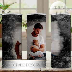Enbilds-tumblermugg för män, svarta tumblermuggar, sublimeringsdesigner, nedladdningar för 20 oz smal kopp, bild, sömlös tumbler med foto för pappa