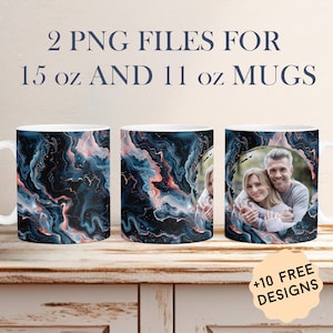 Customisable Photo Mug Wrap, Sublimation Designs For 15 oz 11 oz Mugs, Coffee Mug Template, Personalised Father&#39;s Day Gifts For Dad From Son