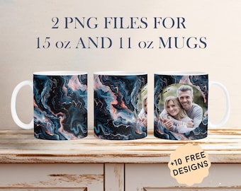 Photo Mug Wrap With One Frame, Man Sublimation Designs For 15oz, 11oz Picture Mug Wrap For Dad, Coffee Mug Template, Father's Day Gifts