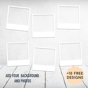 Photo Frame Png File For 20 oz Skinny Tumblers Designs 6 Photo Collage Template With Polaroid Frames White Frame Clipart Instant Downloads