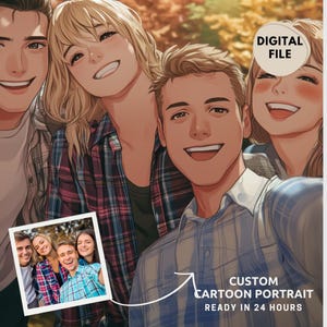 Niestandardowy portret Anime Portret ze zdjęcia Niestandardowy rysunek Png Sztuka animacji kreskówkowej Styl anime Portret Spersonalizowane prezenty dla najlepszego przyjaciela