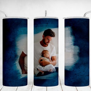 20 oz bekerverpakking met 1 fotolijst voor papa afbeelding beker met enkele afbeelding png voor sublimatie ontwerpen Blauw naadloos taps toelopend recht