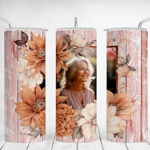 1 immagine per bicchiere, design per sublimazione di bicchieri fotografici, modello per bicchiere della nonna con cornice singola, legno, bicchiere floreale png, senza soluzione di continuità