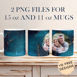 Personalized Photo Mug Template For Men Mug Sublimation Designs For 15 oz 11 oz Picture Frame Mug Wrap Coffee Mug Png Father&#39;s Day Mug Png