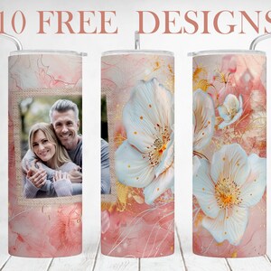 Verjaardag beker wrap voor 1 foto 20 OZ magere beker png met enkele lijst aangepaste foto beker sublimatie ontwerpen naadloze sjabloon