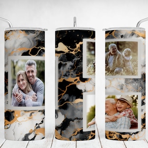 3 Picture Tumbler Wrap Czarny Marmurowy Kubek Męski Sublimacja Projekt Dla 20oz Skinny Cup Obraz Tumbler Png Z 3 Zdjęciami Bezszwowy Prezent Dla Niego