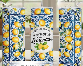 Zitronenbecher wickeln Png, gelbe Zitrone Png, Obstbecher Png, Sublimationsdesigns Downloads, 20 Unzen Skinny Cup Vorlage, nahtlos