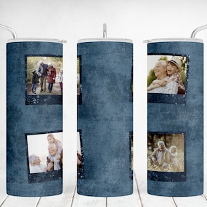 Zdjęcie Tumbler Wrap dla taty Granatowe pliki PNG do projektów sublimacyjnych 20 OZ Skinny Tumbler z 4 zdjęciami Bezproblemowe pobieranie cyfrowe