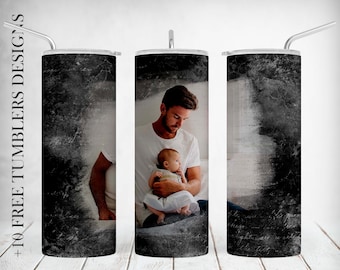 One Picture Tumbler Wrap For Men Black Tumbler Sublimation Designs Downloads For 20 OZ Skinny Cup Image Seamless Tumbler With Photo For Dad