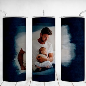 Papier photo personnalisé pour gobelet, fête des pères, png, motifs par sublimation, bleu, modèle sans couture, cadeau personnalisé pour beau-père