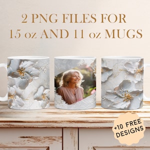 Emballage de tasse photo pour une seule image Mug personnalisé Designs par sublimation Png pour emballage de tasse photo de 11 oz 15 oz Modèle de tasse à café photo