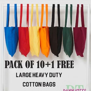 10+1 Free MIX match Colours Cotton Eco-Friendly Tote Bag Printing Decoration Reusable Canvas Fabric Bags for DIY Advertising Promotion Gifts