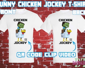 Funny Chicken Jockey T-Shirt: QR Code Design, Unisex Gamer Tee