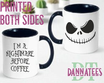 Nightmare Before Coffee Jack Skellington Mug: Tim Burton Cartoon, 3D UV Print, 11oz