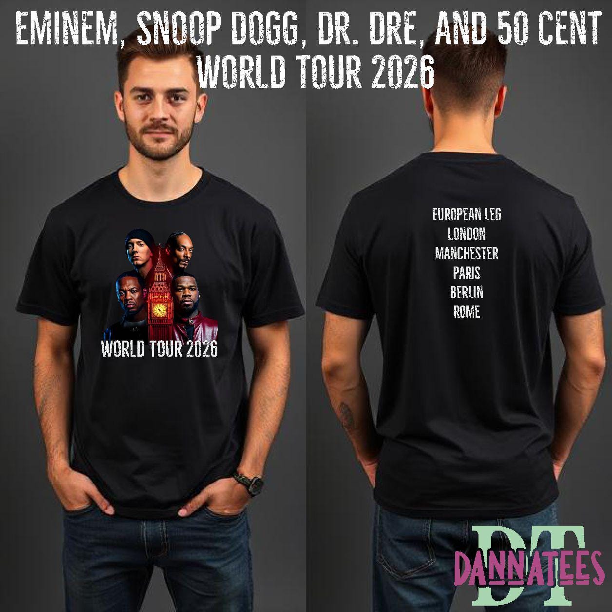 EMINEM 50CENT DR.DRE Tシャツ Eminem, Snoop Dogg, Dr. Dre 2026 Tour T-shirt: Unisex & Lady Fit