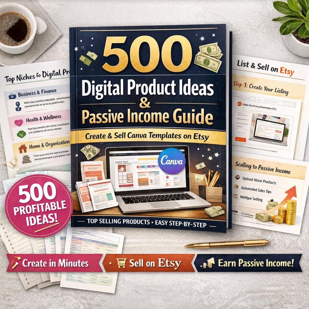 500 Digital Product Ideas Guide | Passive Income Ideas | Etsy Digital ...