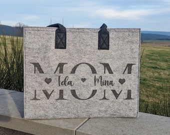 Filztasche mit Aufdruck MOM, personalisiert