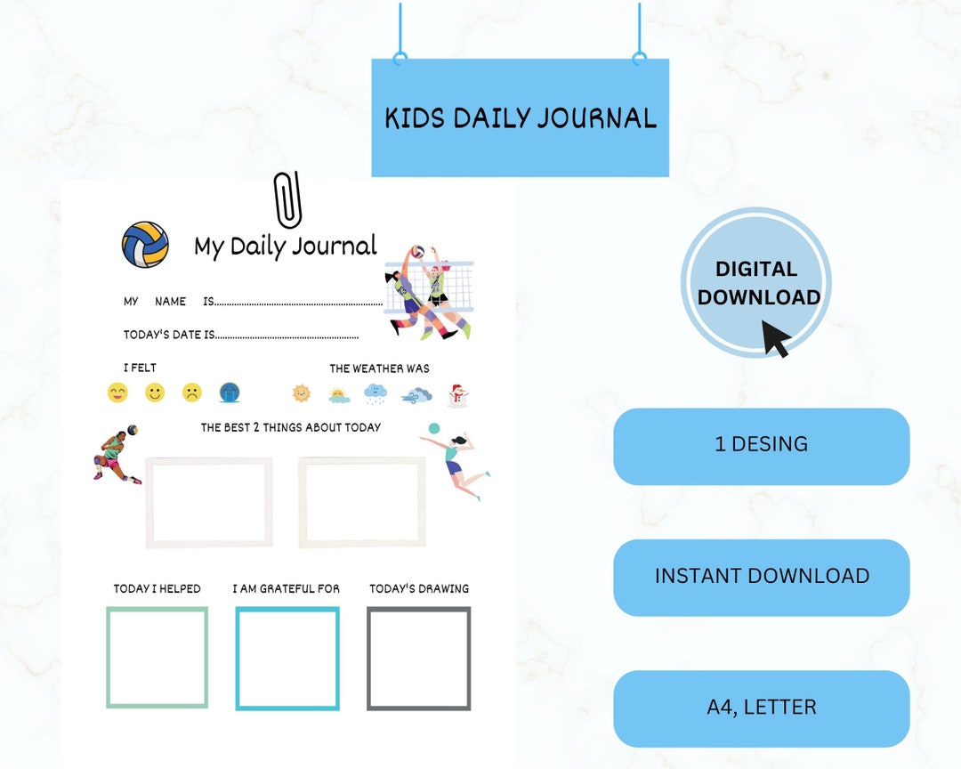 Kids Daily Journal Printable Planner Kids Gratitude Journal - Etsy
