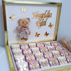 Personalized Chocolate Teddy Bear Tag ,Baby Boy Chocolate Favors, Baby Shower Chocolate Favours,Acyrilic Name Tag,  Baby Shower Ideas