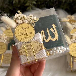 Personalized Velvet Mini Quran, Pearl Tasbeeh, Decorated Box Gift Set, Eid Favor, Wedding Favor, Baby Shower Favor, Muslim Party Favor