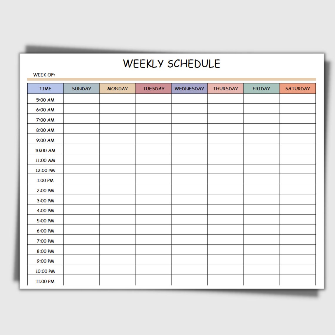Weekly Schedule Printable Weekly Weekly Organizer Fillable Template