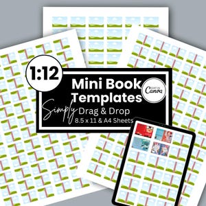 1:12 Mini Book Cover Template, Dollhouse Book Template, Miniature Books, Canva Editable Template, TBT Book, Tiny Books, Books for Jars