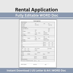 Plantilla de alquiler Editable WORD Doc Solicitud de alquiler, Formularios de propietario, Solicitud de bienes raíces, Plantillas de administración de propiedades, Inquilino