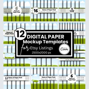 Canva Digital Paper Templates for Etsy Sellers, Seamless Patter Mockup Etsy Shop Template, Etsy Listing Template, Digital Paper Pack Mockups
