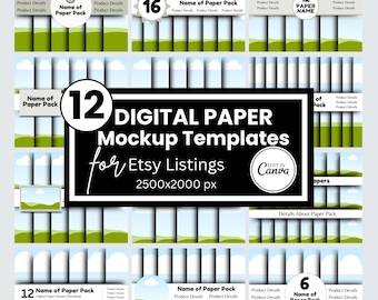 Plantillas de maquetas de papel digital de Canva: patrones sin costuras de la tienda Etsy (2500 x 2000 px)
