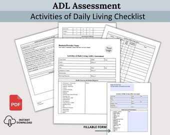 ADL Assessment, Activities of Daily Living Checklist, Care Plan, OT Activity Analysis, Home Care Visit Report, Client ADLs, Self Care Skills