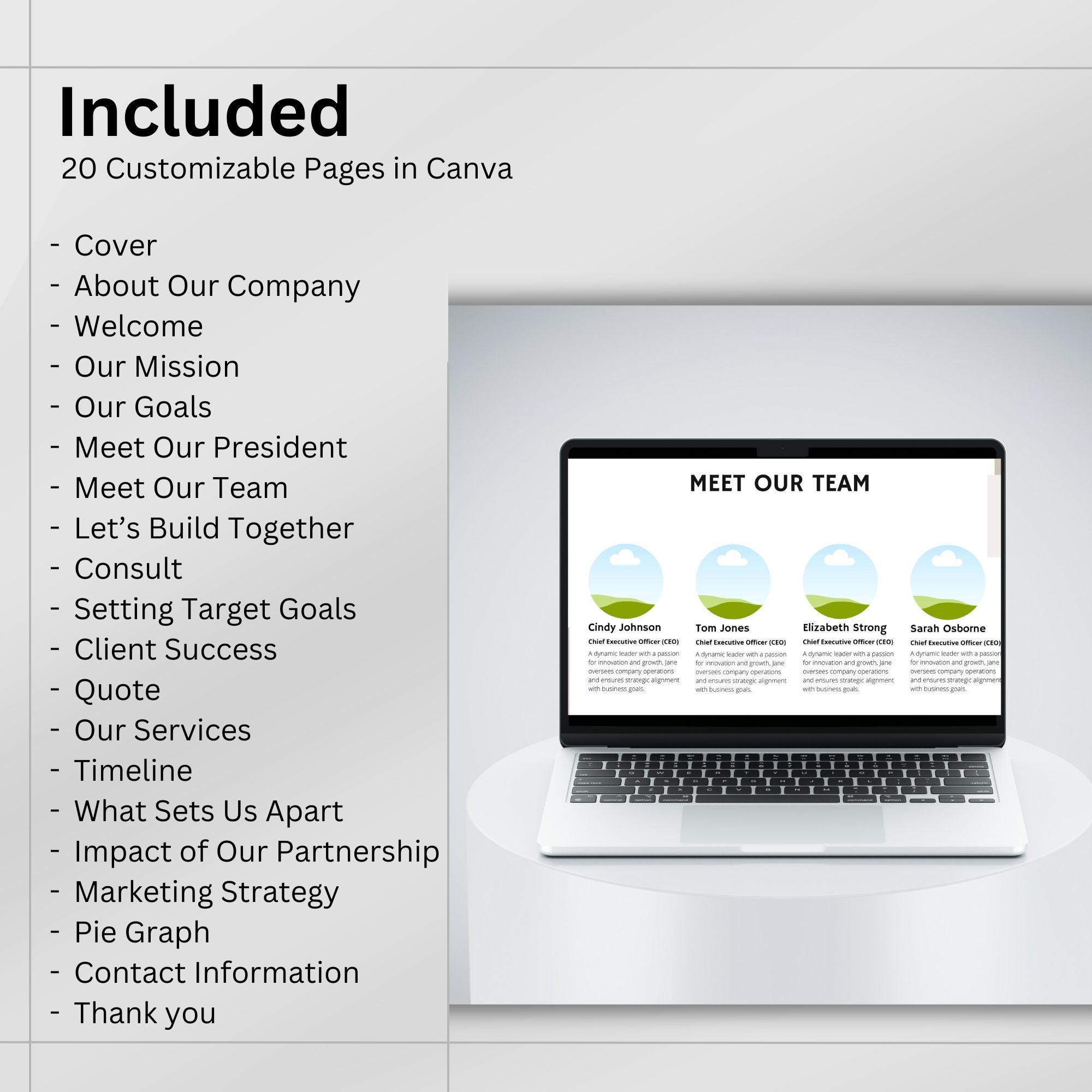 Editable Business Pitch Deck: Canva Presentation Template (digital ...