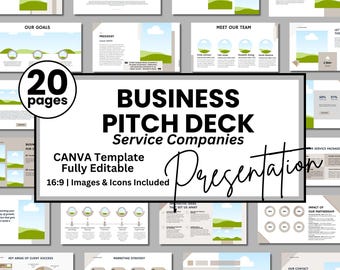 Editable Business Pitch Deck: Canva Presentation Template (Digital Download)