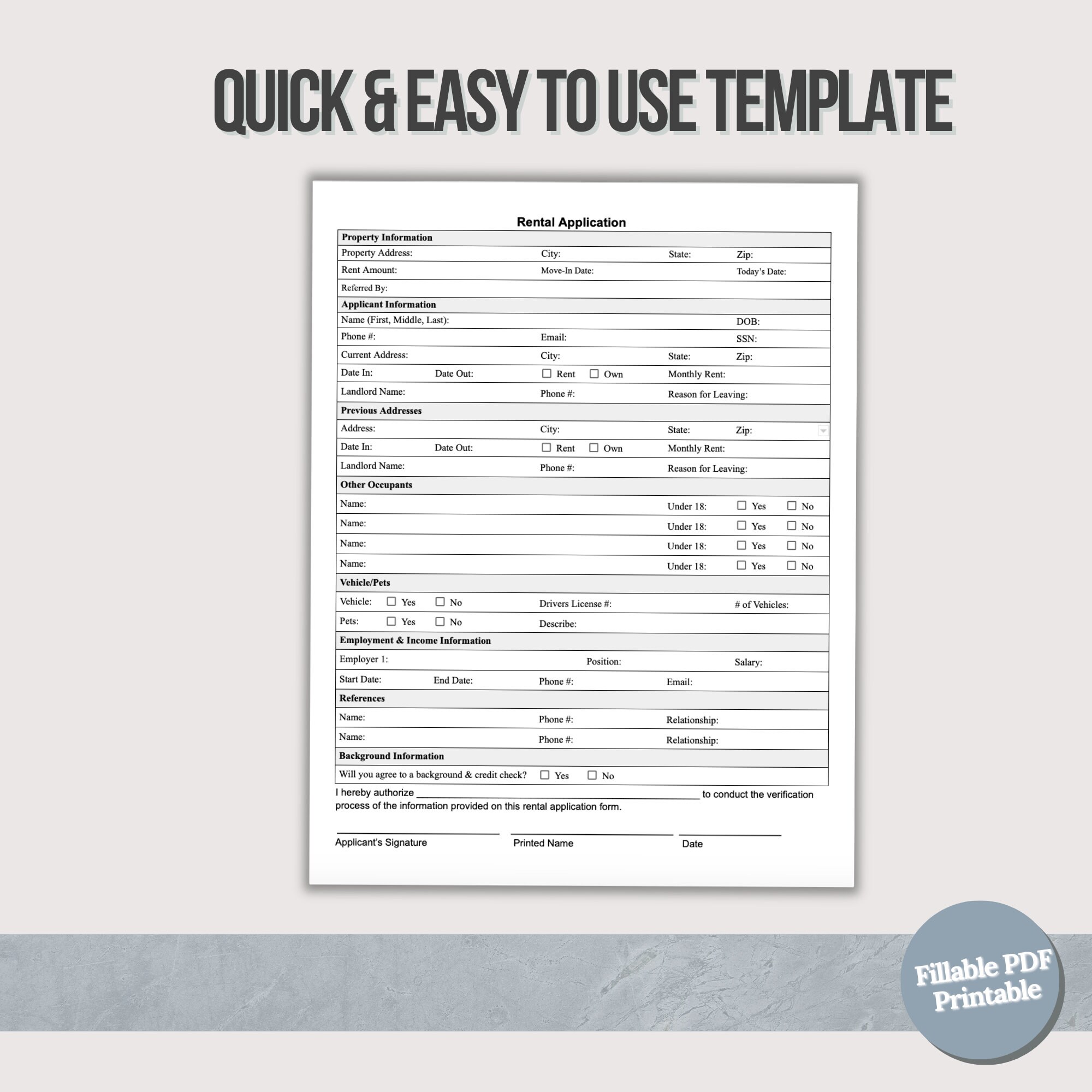 Rental Application, Landlord Rental Application, Lease Application ...