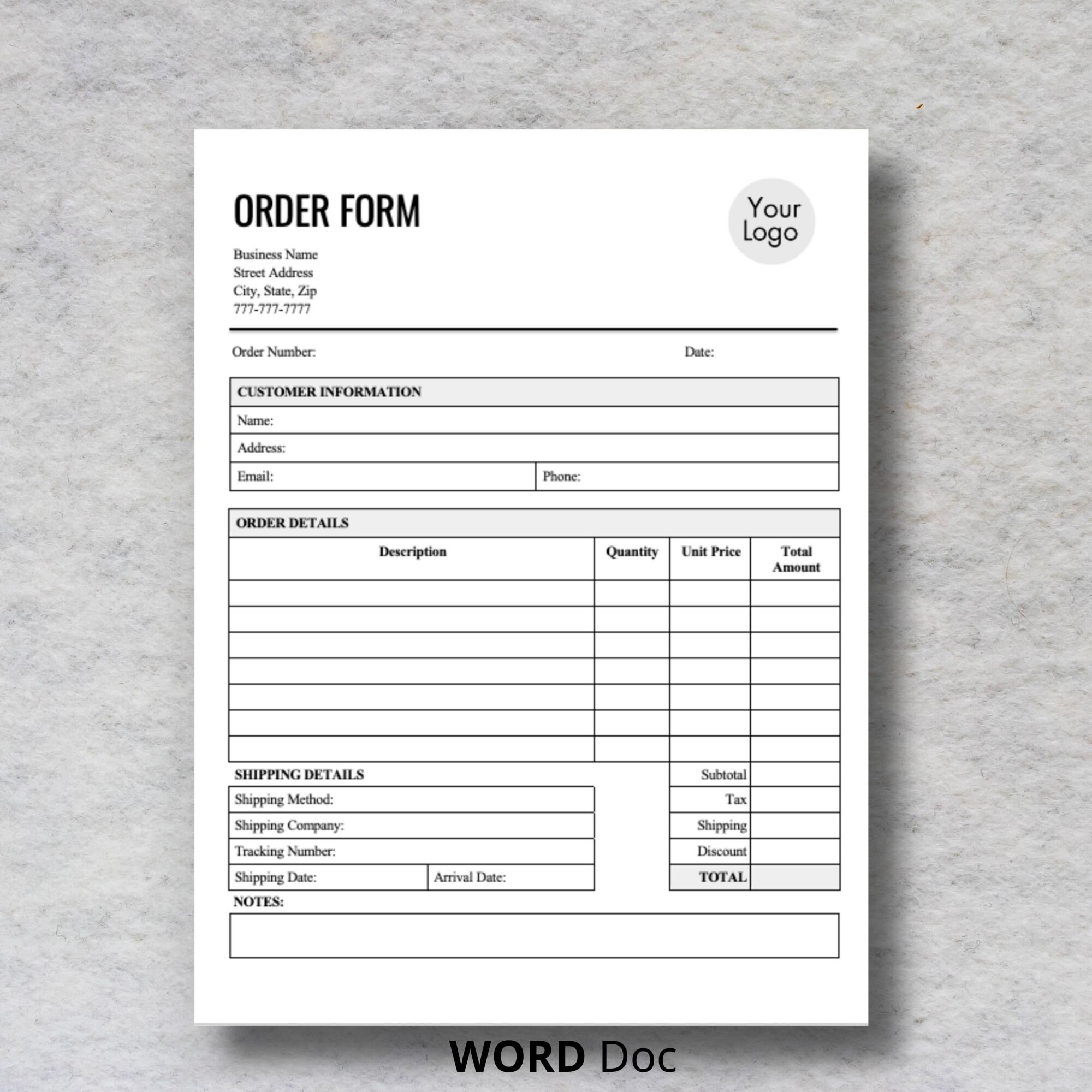 order-form-template-editable-word-doc-form-order-forms-for-small-business-order-template-printable-order-form-business-template-etsy for Free Printable Order Form Template Order Form Template, Editable WORD Doc Form, Order Forms for Small Business, Order Template, Printable Order Form, Business Template - Etsy for Free Printable Order Form Template