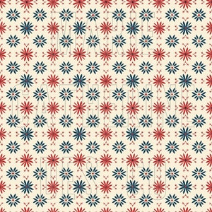 4. Juli: Rotes und blaues Fliesendesign, florales, nahtloses, sich wiederholendes Muster