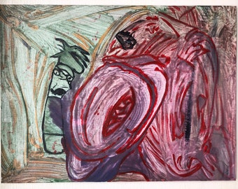 Original outsider abstract painting -Old and Confused- 6x12
