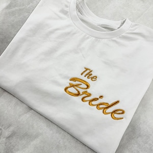 Bride Squad embroidered T-shirt Proposal Gift Bachelorette party shirts Hen party T-shirt Bridesmaid T-shirt image 1