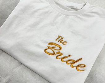 Geborduurd T-shirt van de bruidploeg | Voorstelcadeau | Vrijgezellenfeestoverhemden | Vrijgezellenfeest T-shirt | Bruidsmeisje T-shirt