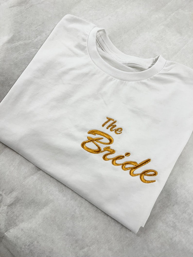 Bride Squad embroidered T-shirt Proposal Gift Bachelorette party shirts Hen party T-shirt Bridesmaid T-shirt image 1