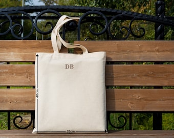 Embroidered Initial Tote Bag: Personalized Cotton Canvas
