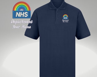 NHS rainbow polo shirt embroidered | Logo Staff | Nhs uniform | Nhs workwear uniform