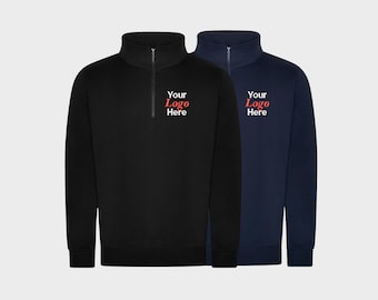 Sudadera con cremallera de un cuarto bordada a medida: Ropa con logotipo personalizado