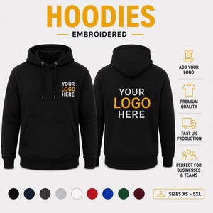 Custom Work Hoodie with Logo | Embroidered Hoodie | Personalised Company Hoodie | Staff Uniform | Business Workwear