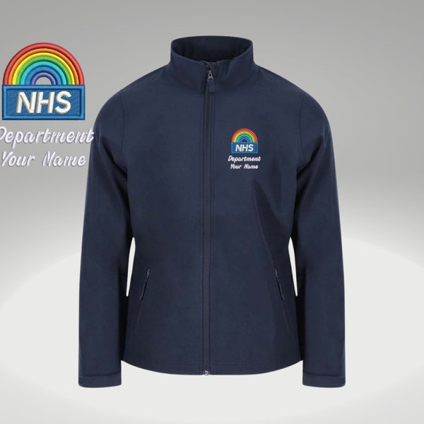 Nhs Softshell jacket | Full zip Embroidered  Softshell jacket Rainbow | Custom jacket | Your name | Department | Embroidered NHS softshell